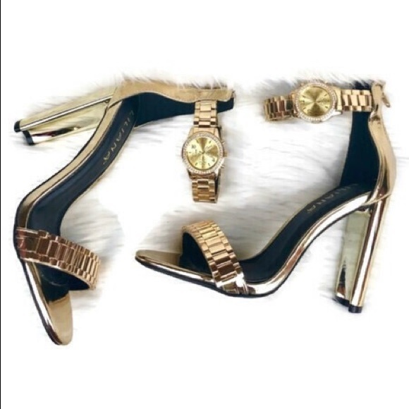 Women's Gold Watch Heels - Picture 2 of 2